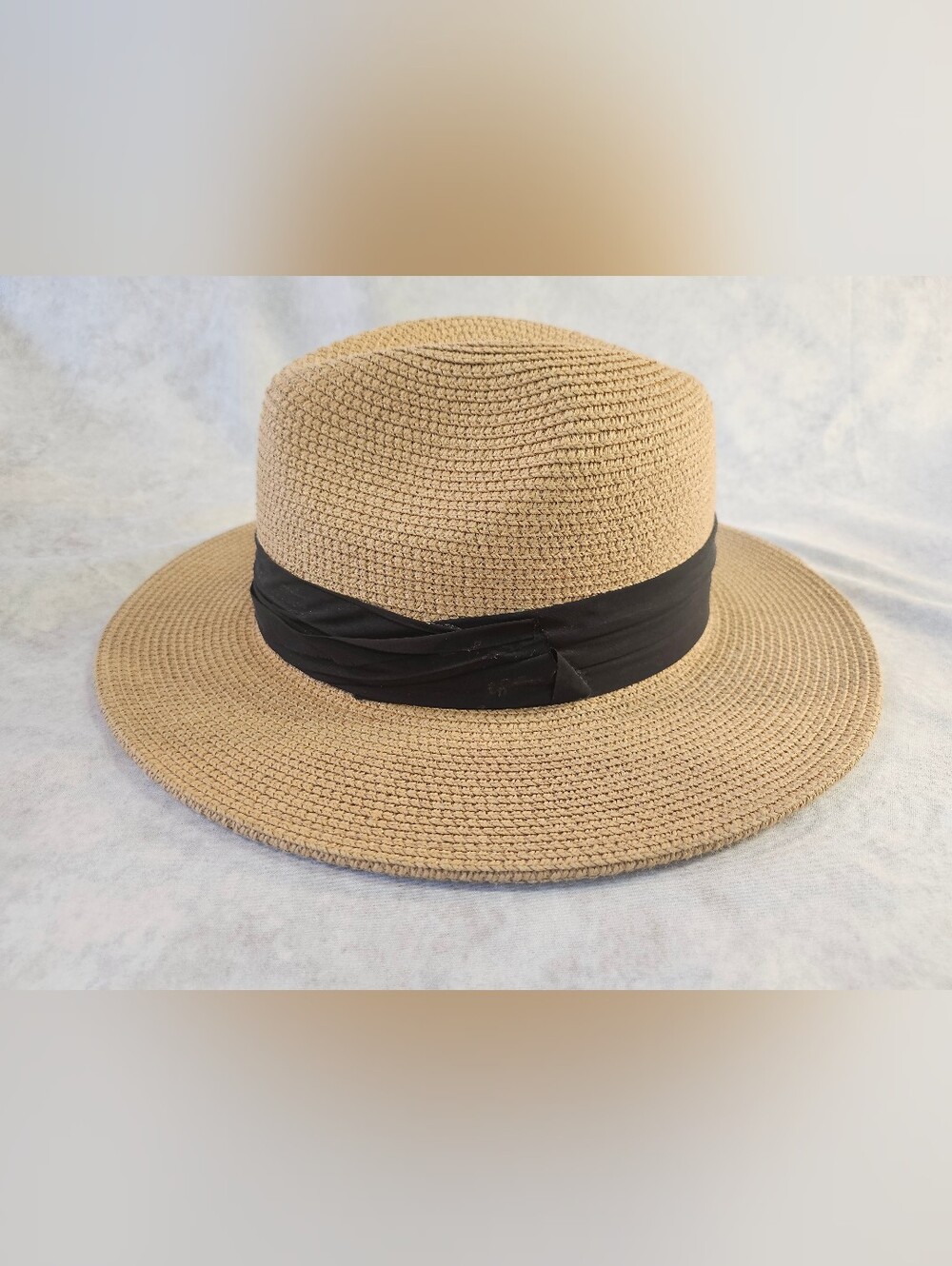 Woven Straw Sun Hat with Black Band